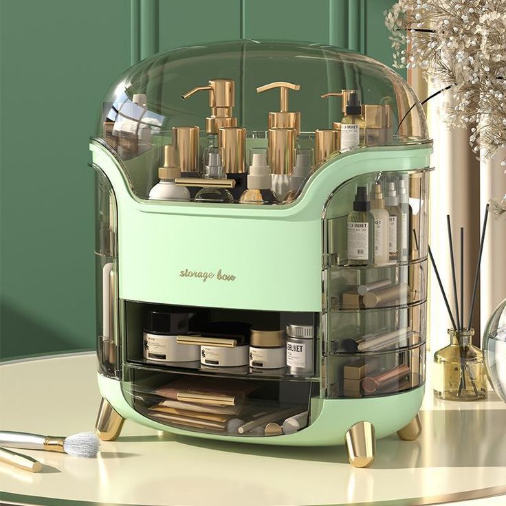 Elegant Multi-Layer Cosmetic Organizer with Lid & Drawers