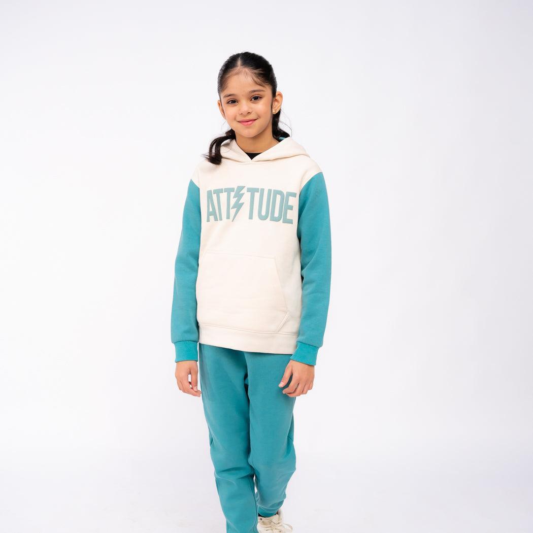 Girl's Fleece Printed Hoodie Tracksuit