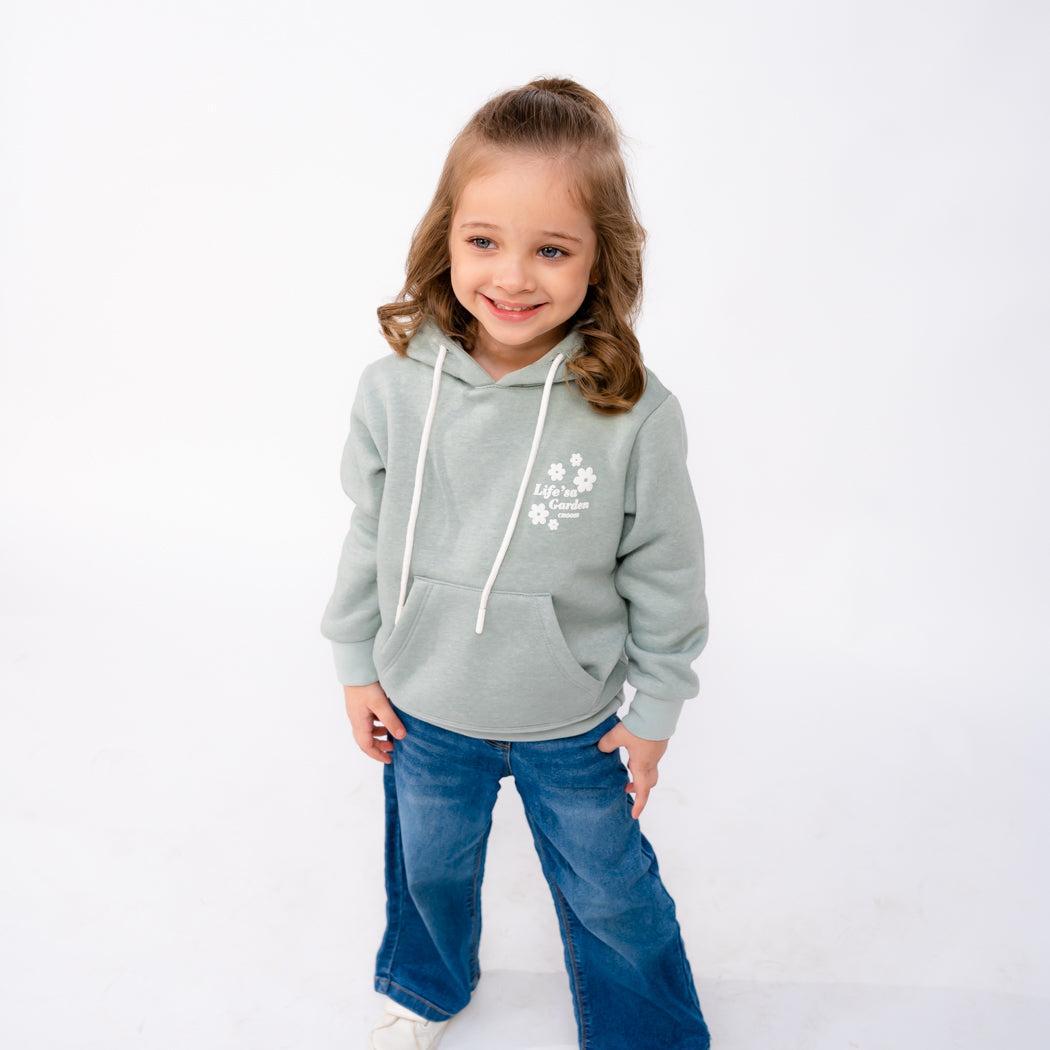 Girl's Stitched Fleece Printed Hoodie