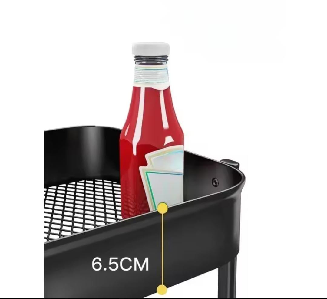 Installation-free Cart Rack Portable Foldable Storage Three-layer Storage Rack for Kitchen Storage Organizer