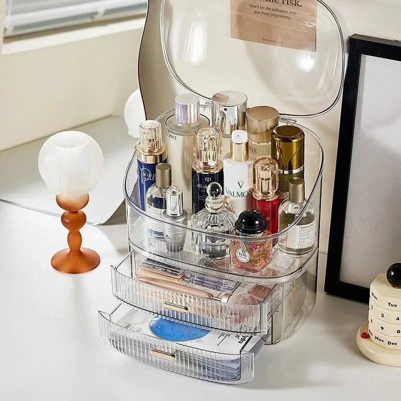 Transparent Desk Makeup Organizer Box, Cosmetic Jewelry Storage