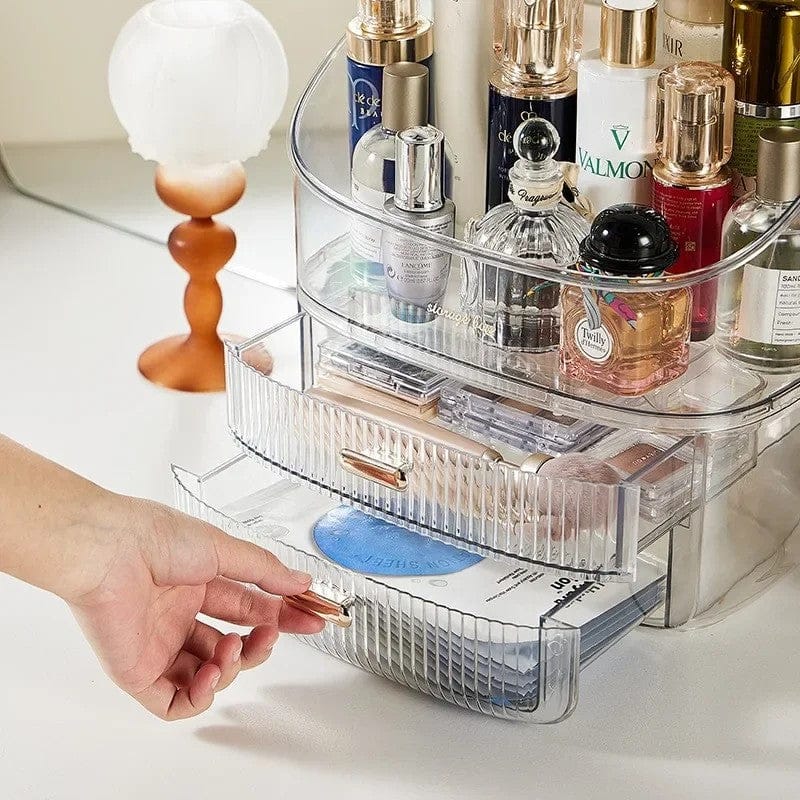 Transparent Desk Makeup Organizer Box, Cosmetic Jewelry Storage