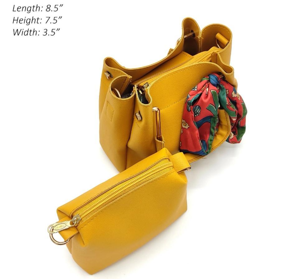 Women's PU Leather Plain Hand Bag Set